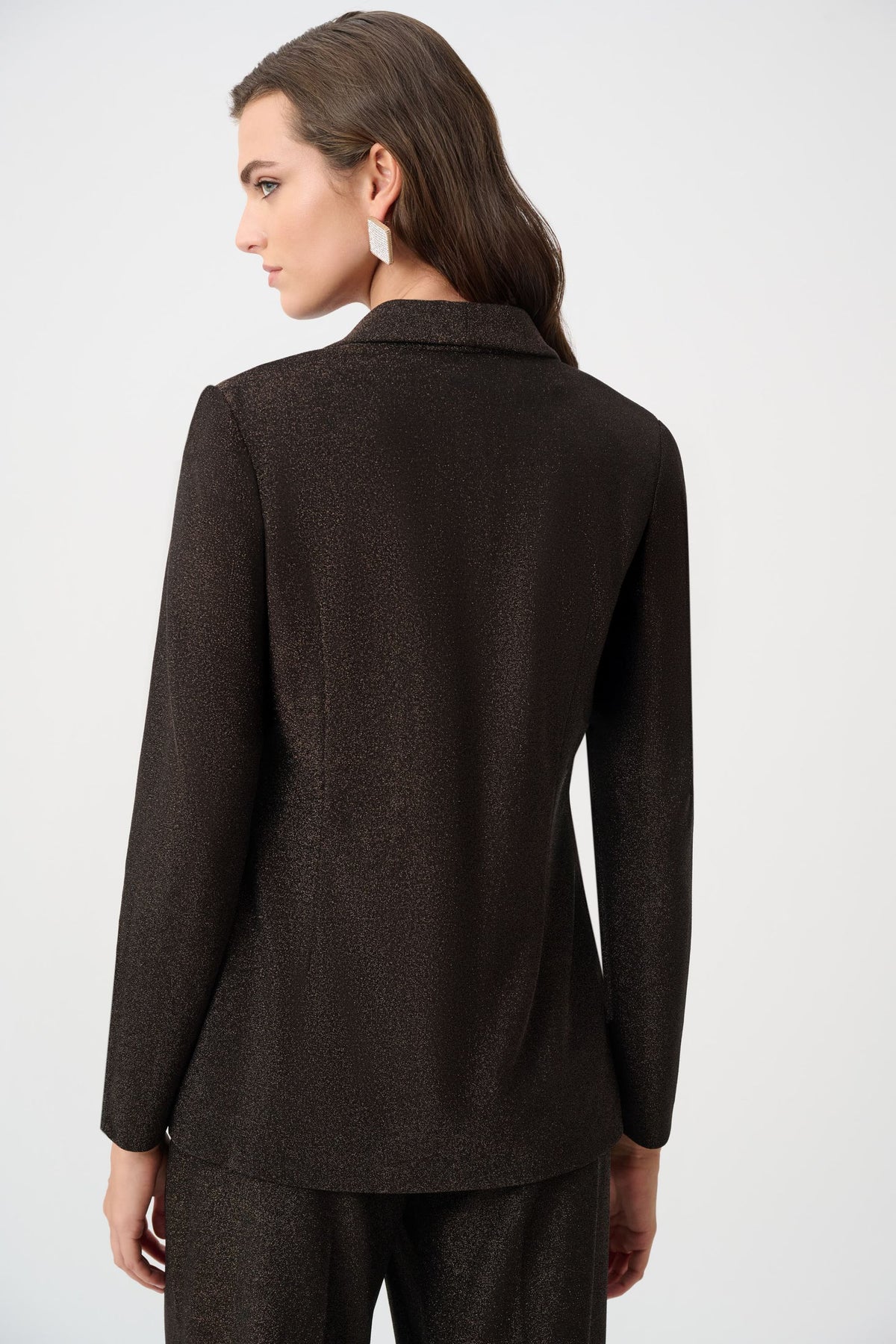 263736 Signature | Blazer aderente in maglia scintillante con colletto sciallato