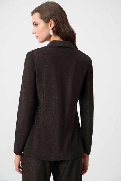 263736 Signature | Blazer aderente in maglia scintillante con colletto sciallato