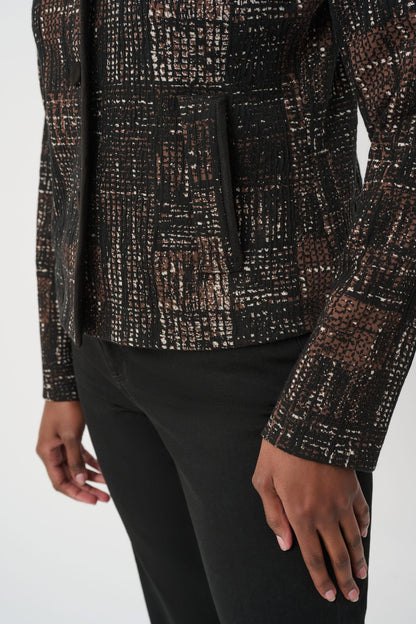264058 Giacca dritta in maglia tartan