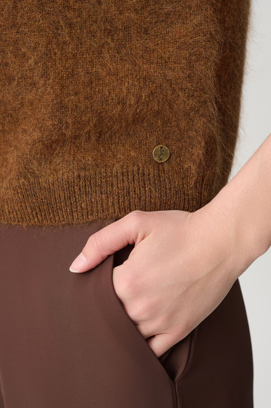 264966 Maglione a maniche corte in lana spazzolata