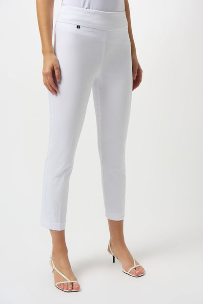 251256 Cropped pull-on trousers in textured jacquard