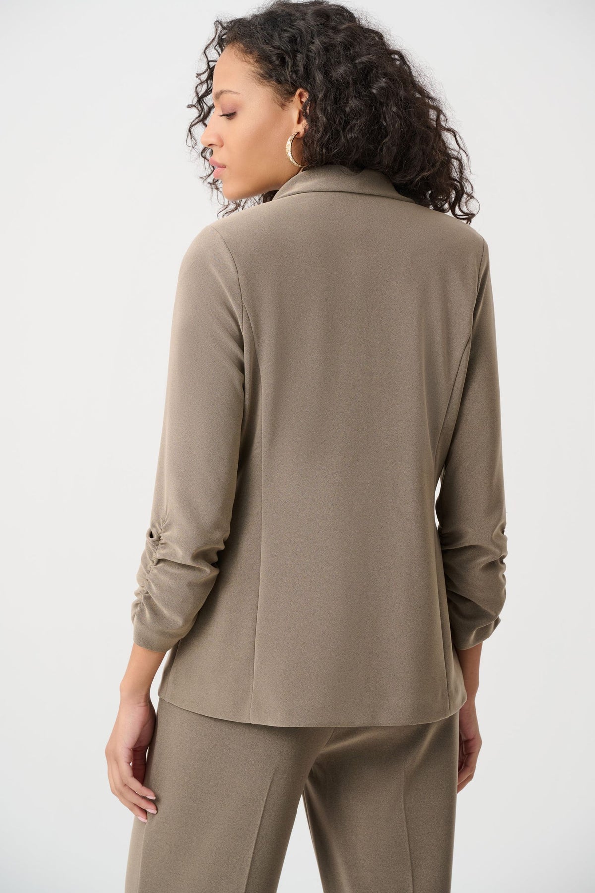263144 Blazer dritto in maglia effetto seta mélange