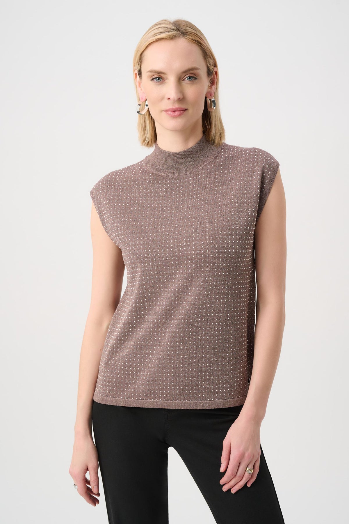 254935F26 Pullover maglione senza maniche in maglia con dettaglio termoadesivo