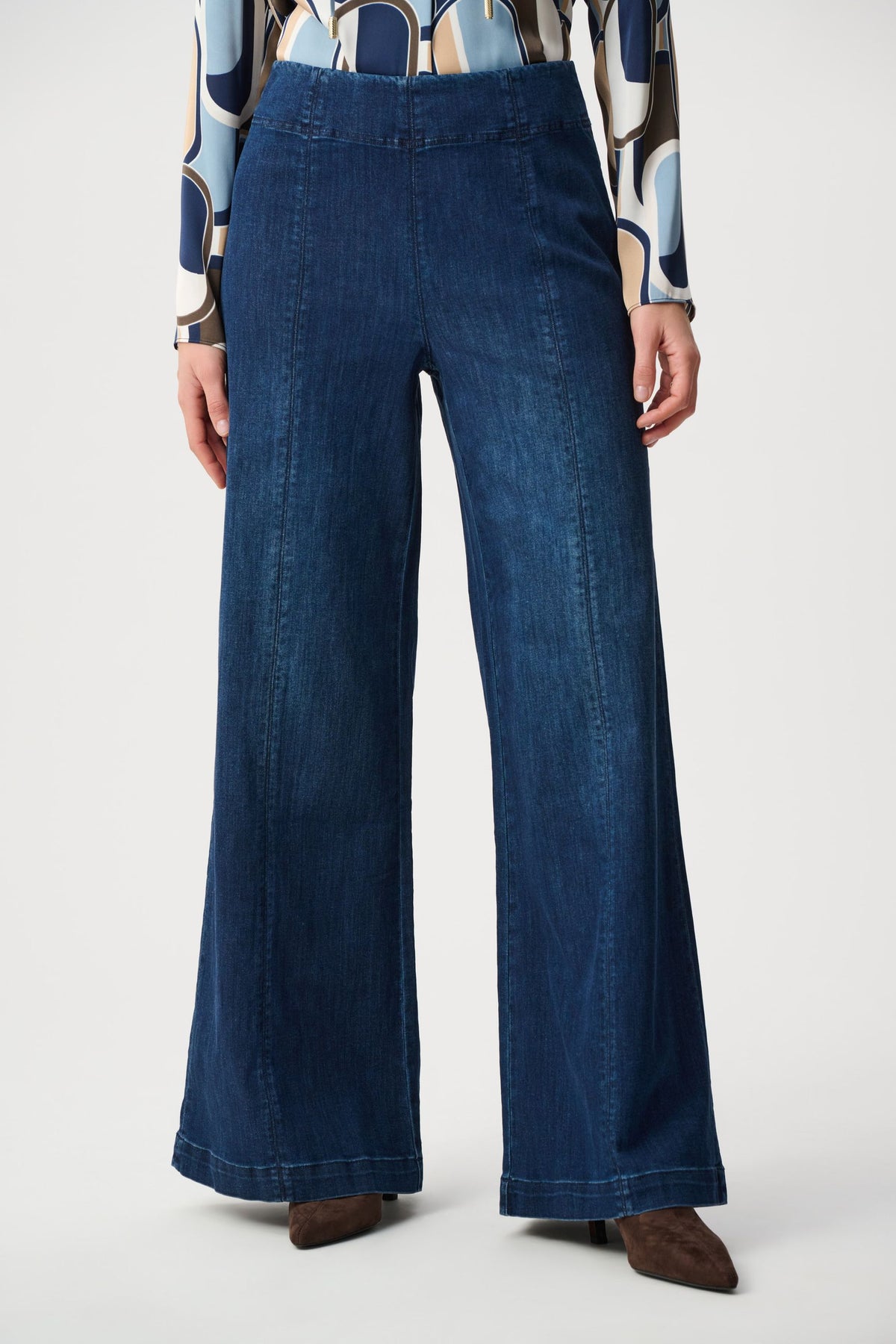 263901 Jeans palazzo a vita alta in denim Featherweave