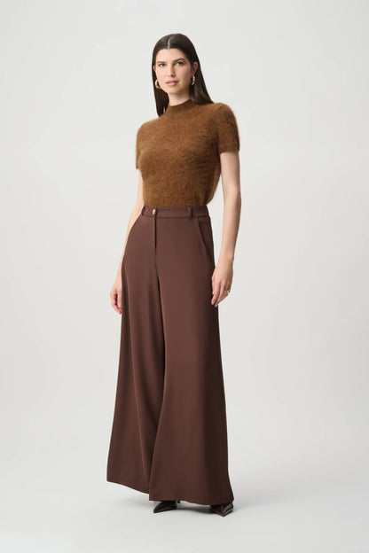 264966 Maglione a maniche corte in lana spazzolata