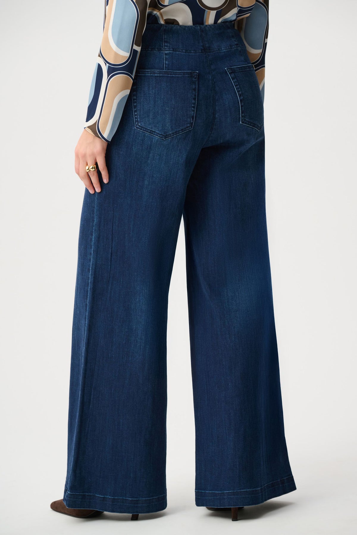 263901 Jeans palazzo a vita alta in denim Featherweave