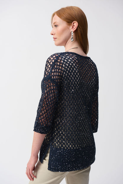 241922S25 Maglione traforato con paillettes