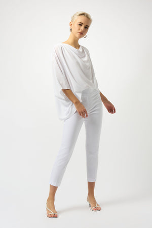 251256 Cropped pull-on trousers in textured jacquard