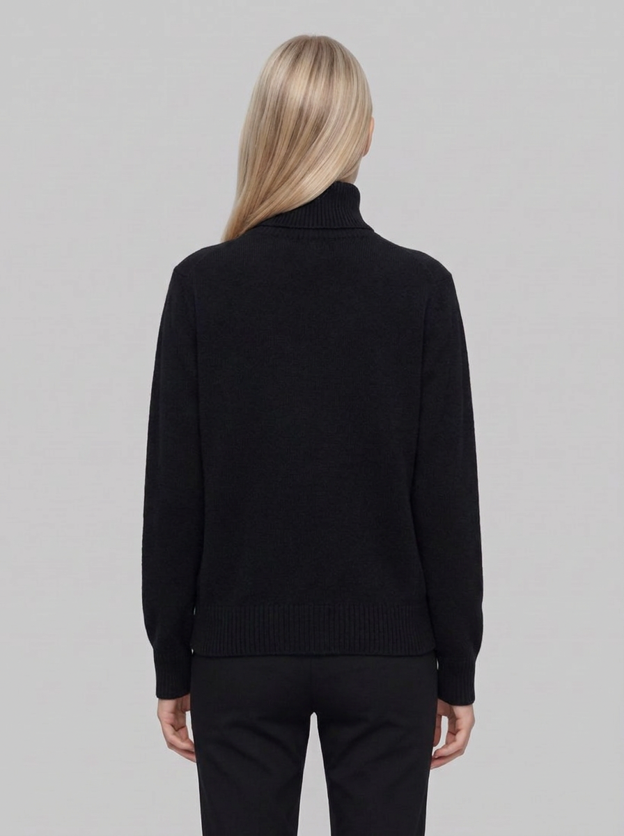 ADA Maglia Collo Alto Donna Cashmere Rigenerato - Nero Ardesia - back
