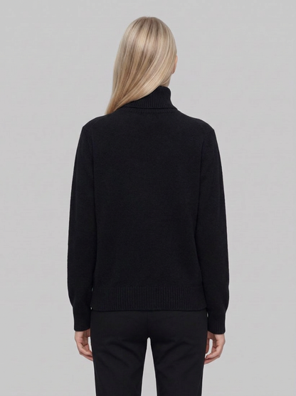 ADA Maglia Collo Alto Donna Cashmere Rigenerato - Nero Ardesia - back