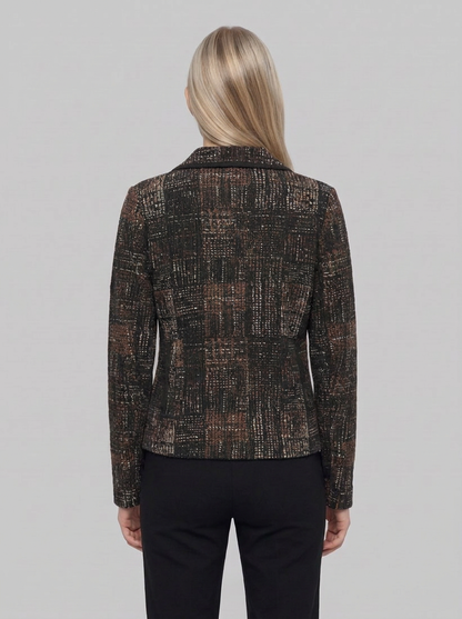 264058 Giacca dritta in maglia tartan - Nero/Multi - back