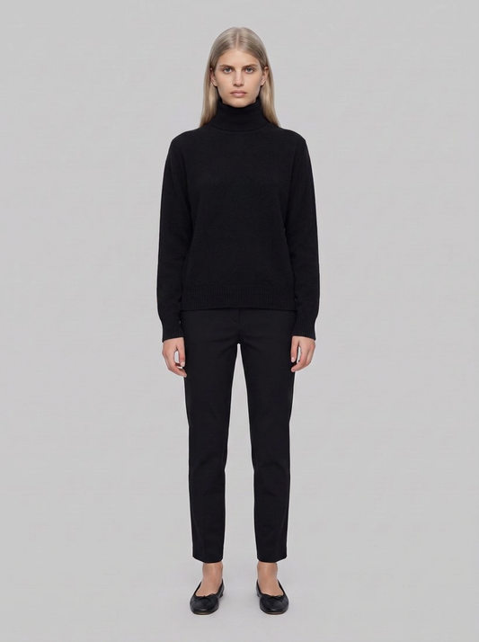 ADA Maglia Collo Alto Donna Cashmere Rigenerato - Nero Ardesia - front