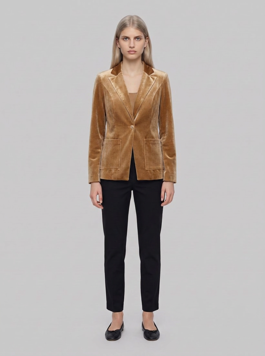 264225 Velluto su misura Aderente Blazer - Ocra - front