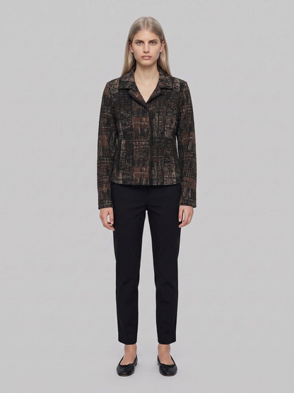 264058 Giacca dritta in maglia tartan - Nero/Multi - front