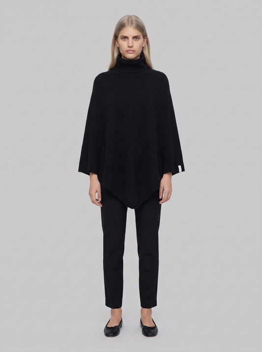 ELISABETTA Poncho Donna Cashmere Rigenerato - Nero Ardesia - front
