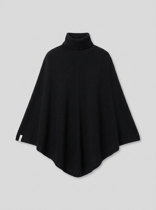 ELISABETTA Poncho Donna Cashmere Rigenerato - Nero Ardesia - packshot