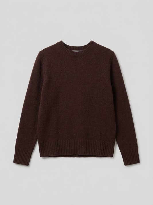 LAURA Maglia Girocollo Donna Lana Rigenerata - Marrone Caffè - packshot