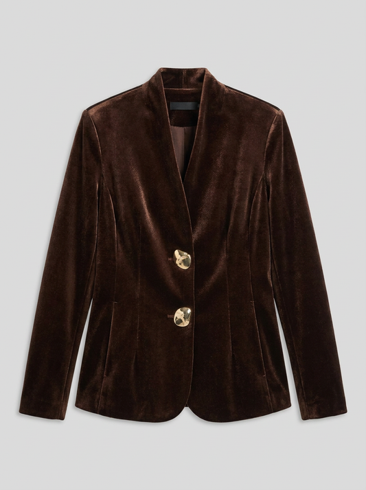 264154 Blazer aderente in velluto Mogano - packshot