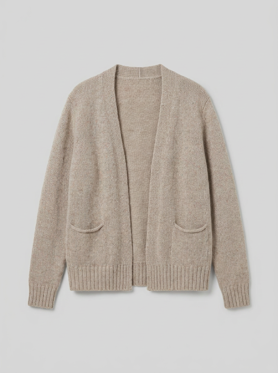 DENISE Cardigan Donna Cashmere Rigenerato - Beige Pinolo - packshot