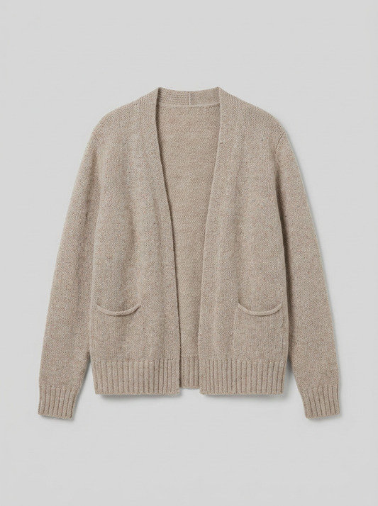 DENISE Cardigan Donna Cashmere Rigenerato - Beige Pinolo - packshot