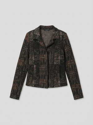 264058 Giacca dritta in maglia tartan
