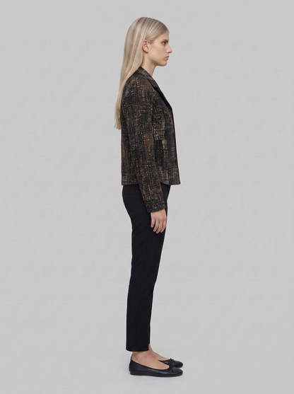 264058 Giacca dritta in maglia tartan - Nero/Multi - side