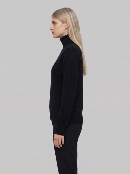 ADA Maglia Collo Alto Donna Cashmere Rigenerato - Nero Ardesia - side
