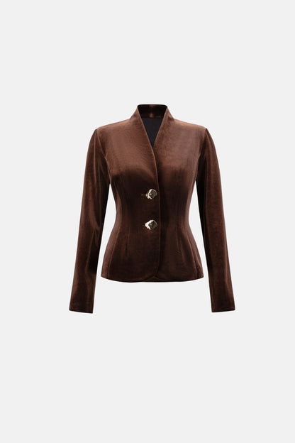 264154 Blazer aderente in velluto
